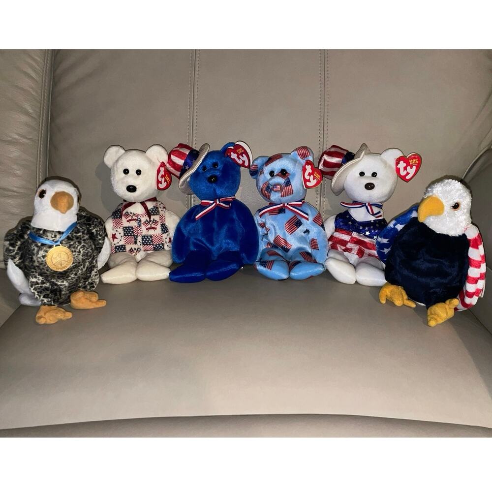 Vintage Ty Beanie Babies Patriotic Collection Lot of 6 2003/2004 Exclusives Set